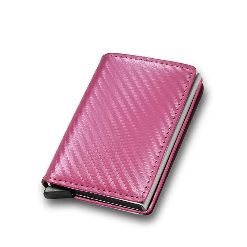 Oliver slim card holder wallet carbon fiber minimalist design with card ejector mechanism for men