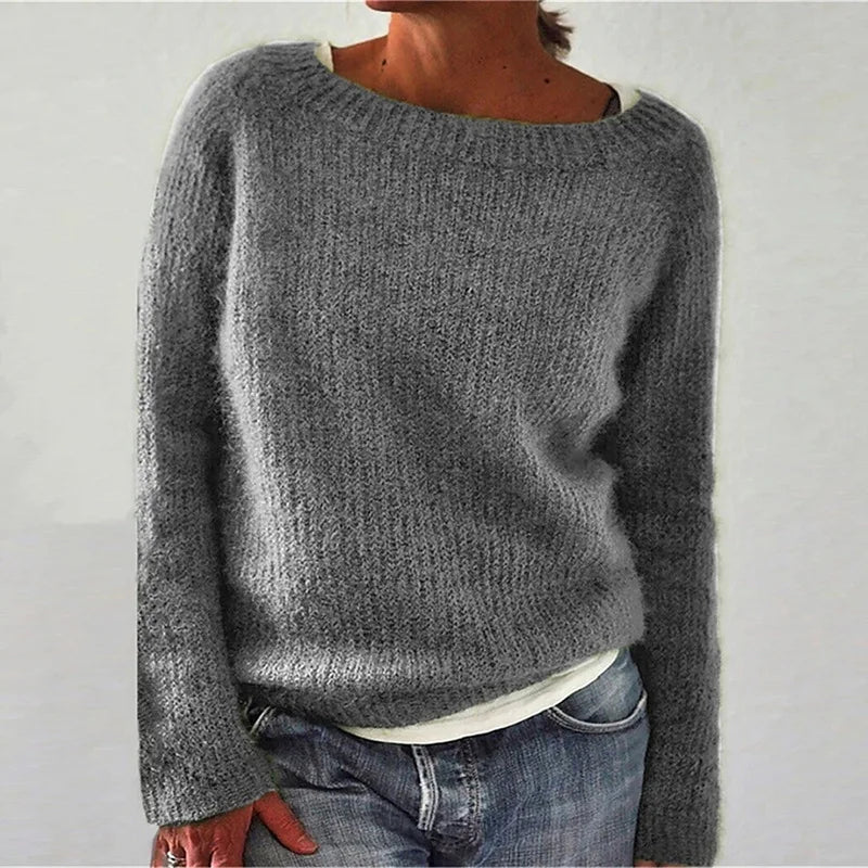 Women's cozy knit pullover sweater relaxed fit soft breathable fabric casual everyday style