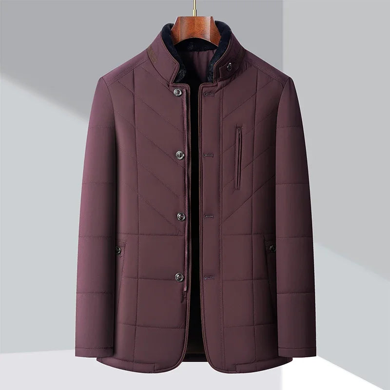 Northbrook slim-fit insulated windbreaker in solid color with subtle brown trim and geometric quilting