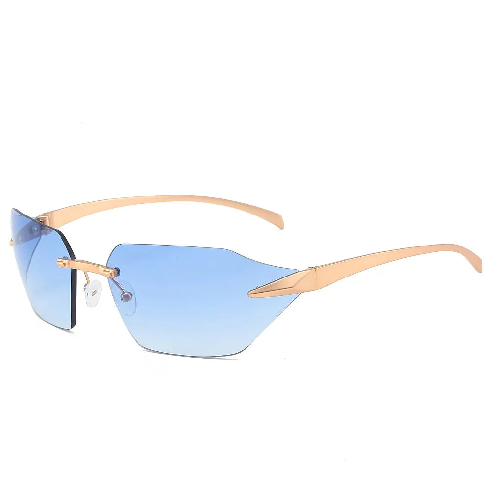 Vista Barcelona rimless sunglasses gold-tone metal frames with premium gradient lenses sleek design