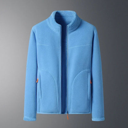 Women's stand collar zip winter jacket with plush faux shearling lining, classic silhouette warm outerwear