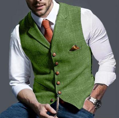 Men's tweed striped waistcoat vest formal polished classic stripe design for weddings and business