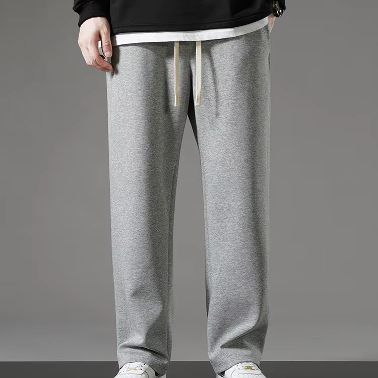 Men's wide leg cotton sweatpants Korean-inspired streetwear casual track pants relaxed fit