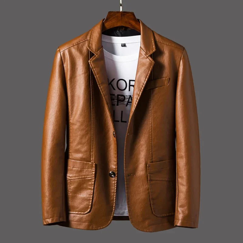 Belmont black leather jacket slim-fit polished design with sophisticated finish for men