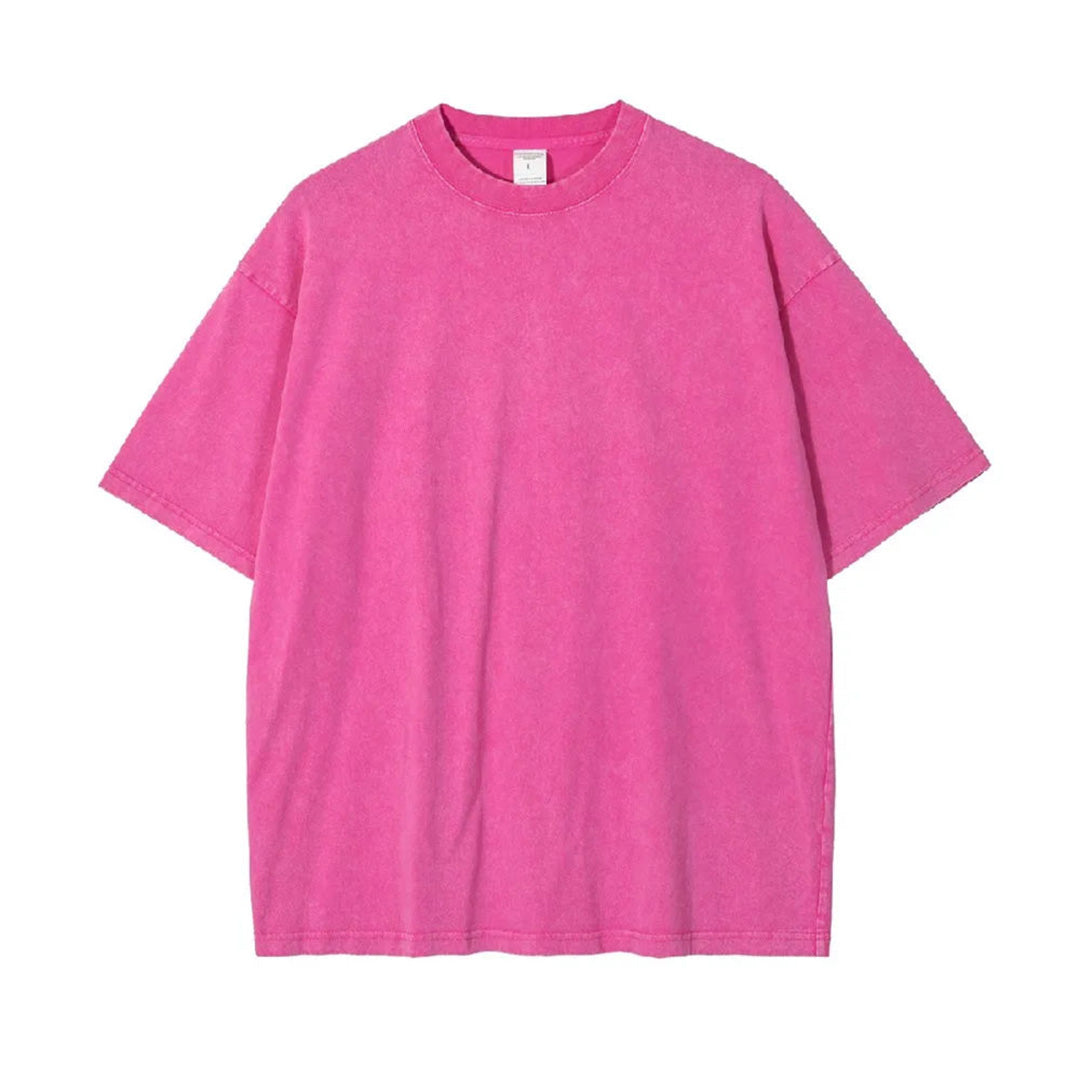Vintage washed distressed oversized cotton tee drop shoulder loose fit short sleeve casual shirt