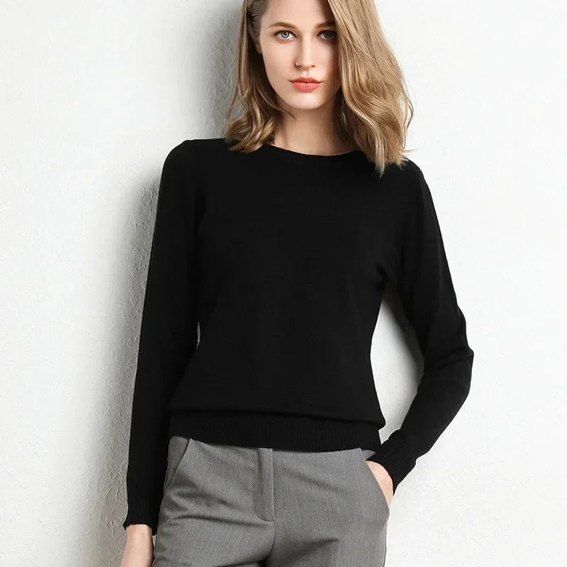 Mileena Dream slim-fit wool blend sweater in ribbed knit with O-neckline