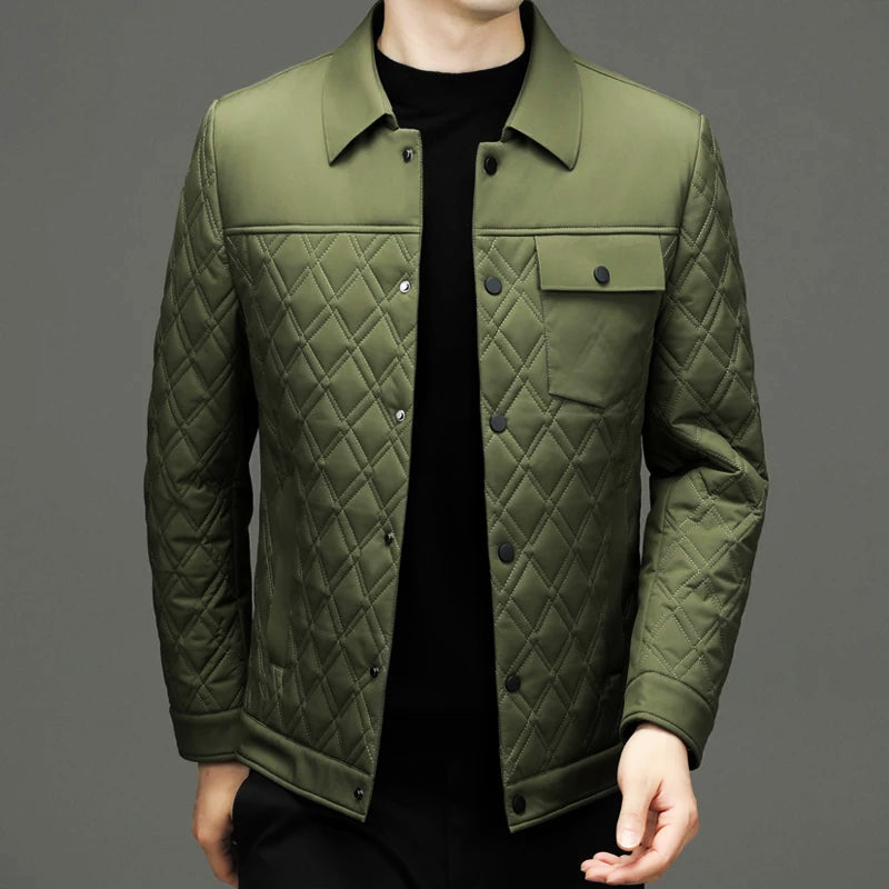 Rhys olive green cotton jacket slim fit limited edition cold-weather essential