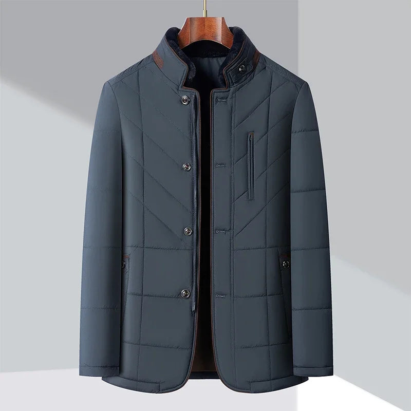 Northbrook slim-fit insulated windbreaker in neutral tone with subtle brown trim and geometric quilting
