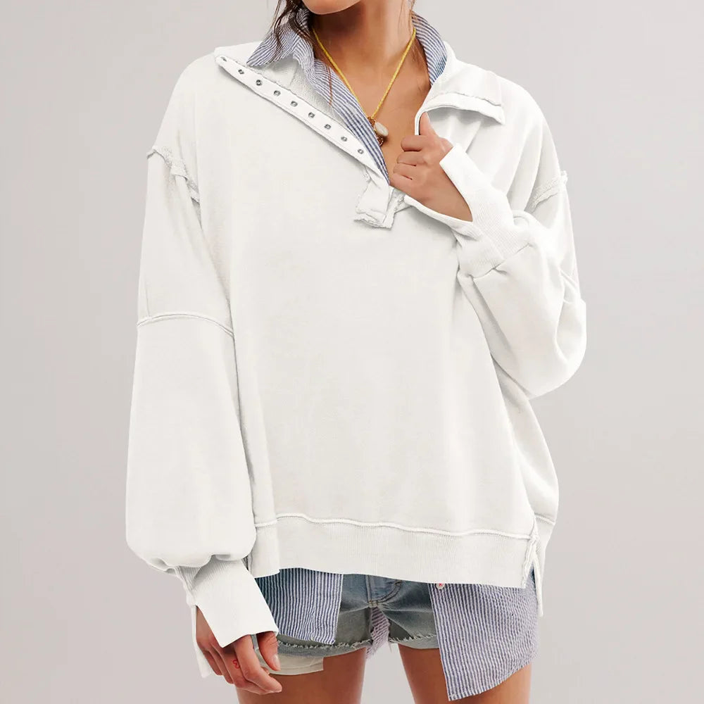 Corti oversized cream sweatshirt soft cotton blend with voluminous sleeves for relaxed refined style