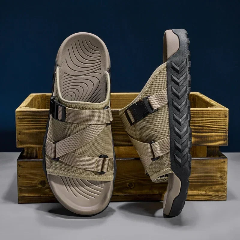 Women's slip-on slippers neutral tone minimalist street style with sleek lines and lightweight comfort