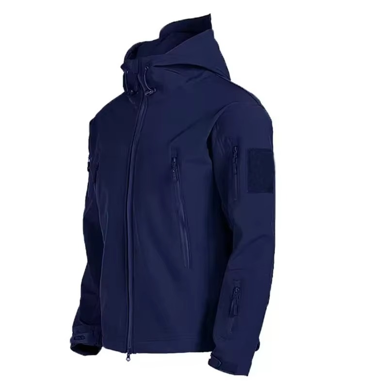 Men's black softshell waterproof fleece jacket with thermal insulation for hiking and winter outdoor use
