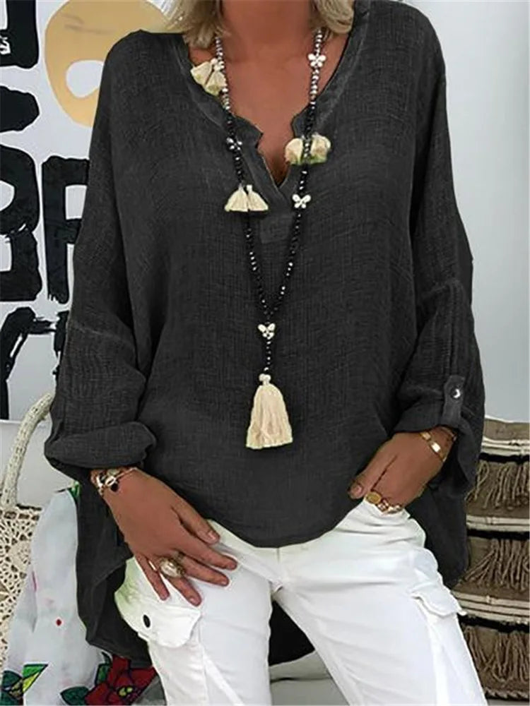 Lightweight oversized blouse in airy fabric, relaxed fit with effortless drape for summer styling