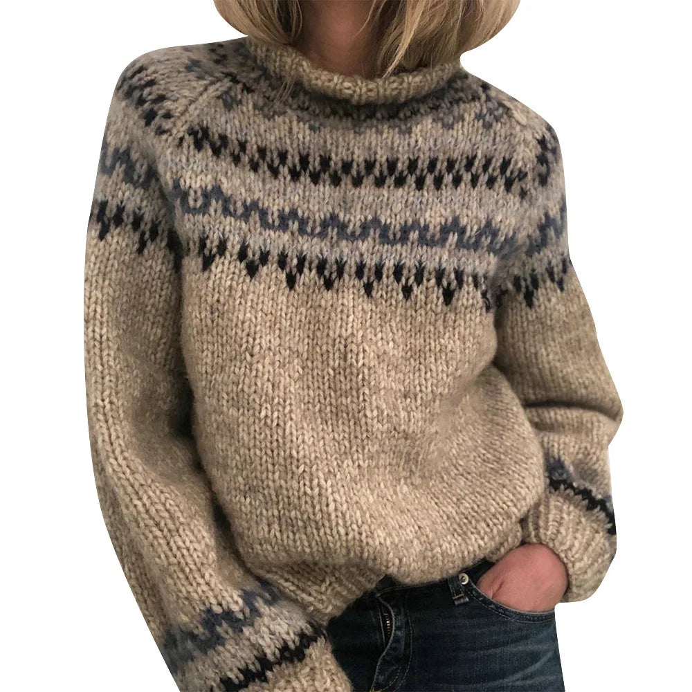 Adelina elegant jumper in neutral tone, slim-fit silhouette with timeless chic style