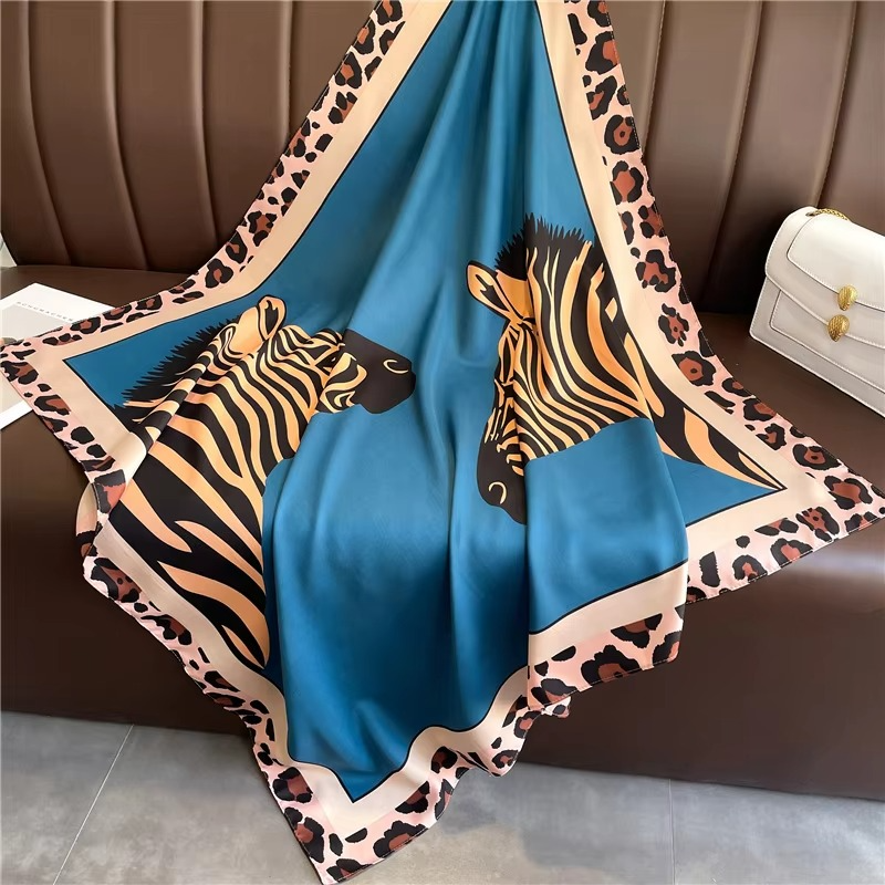 Women's silk square scarf polka dot stripe print lightweight 35x35 inch summer accessory