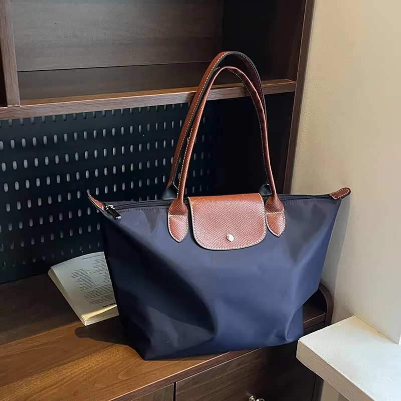 Wavlynn minimalist nylon shoulder tote bag for women, large capacity with reinforced strap