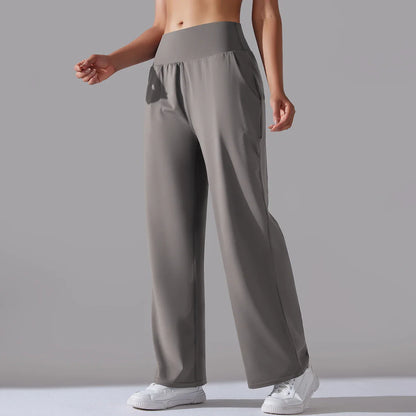 Velva Flow wide-leg leggings in flowing silky fabric with sculpting waistband relaxed silhouette