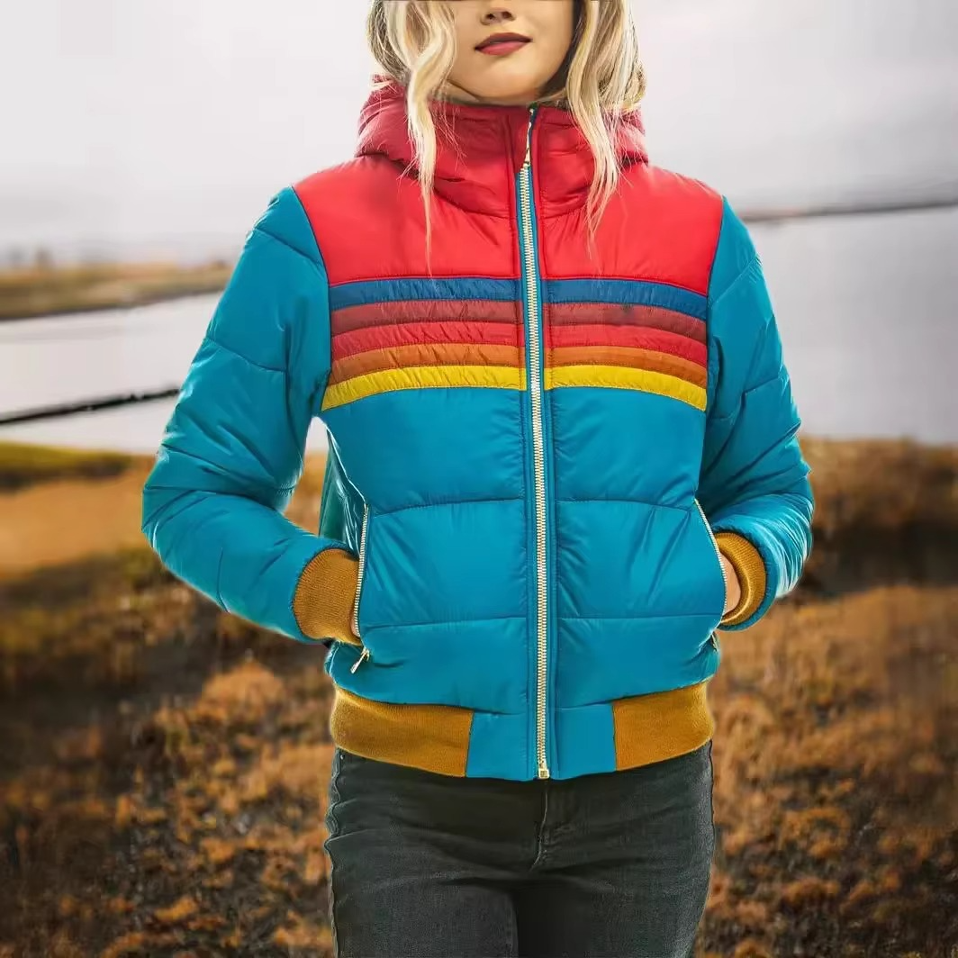 Women's lightweight cotton hooded parka jacket casual fit with front zipper closure