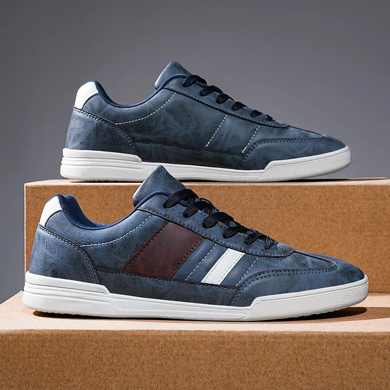 Classic fade sneakers with white accents, wide-toe build, and vintage-inspired solid-color design