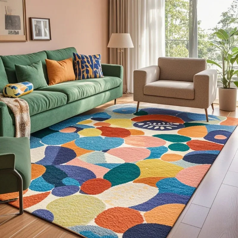 Carpet living room velvet sofa coffee table bedroom dopamine color live stream dirt-resistant floor mat can be hand washed