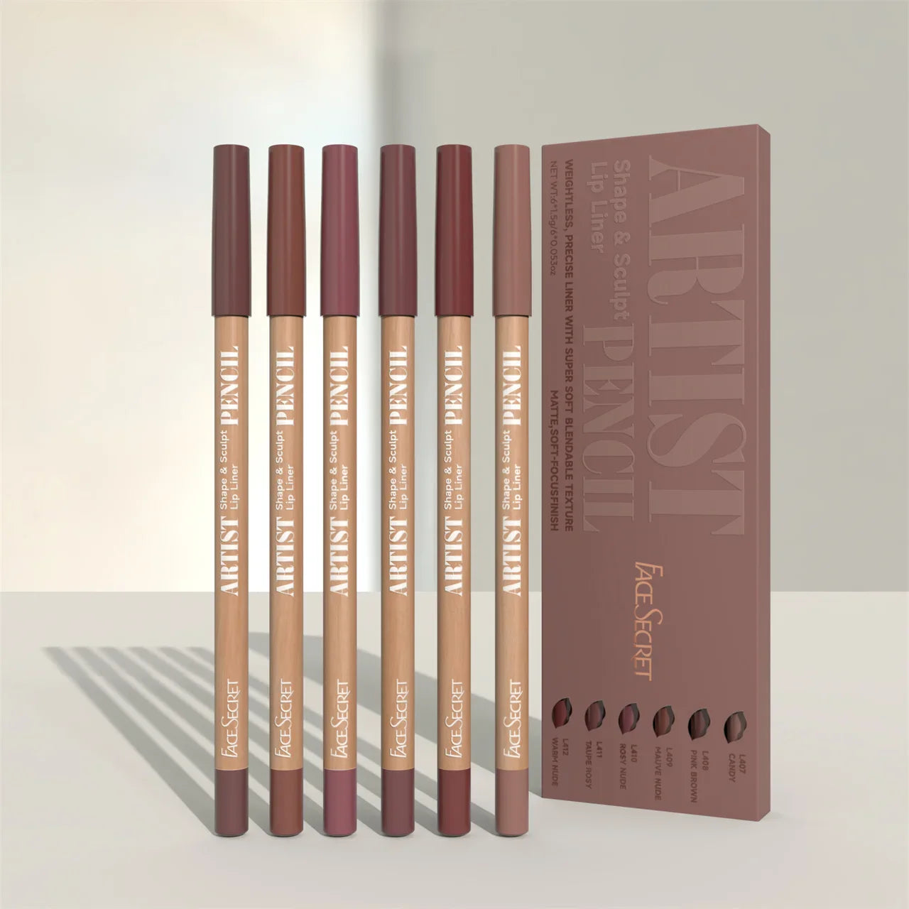 Lineage Lip Pencil Set waterproof sharpenable liner for smooth precise 12-hour wear in 18 shades