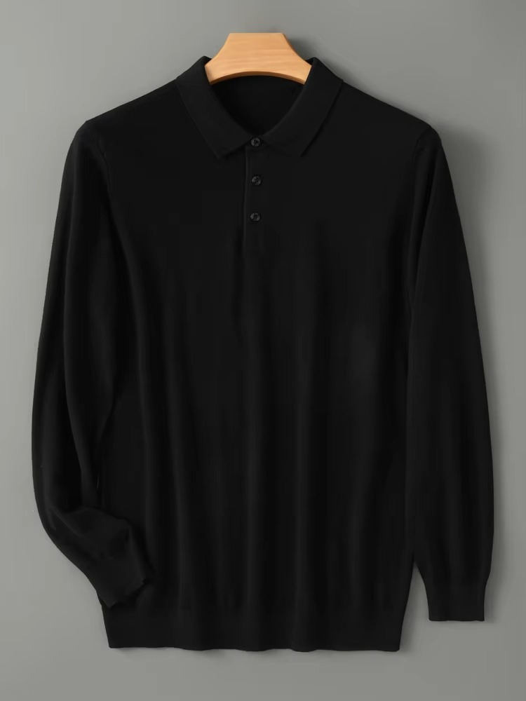 Men's burgundy merino wool polo collar sweater lightweight cashmere blend refined everyday pullover