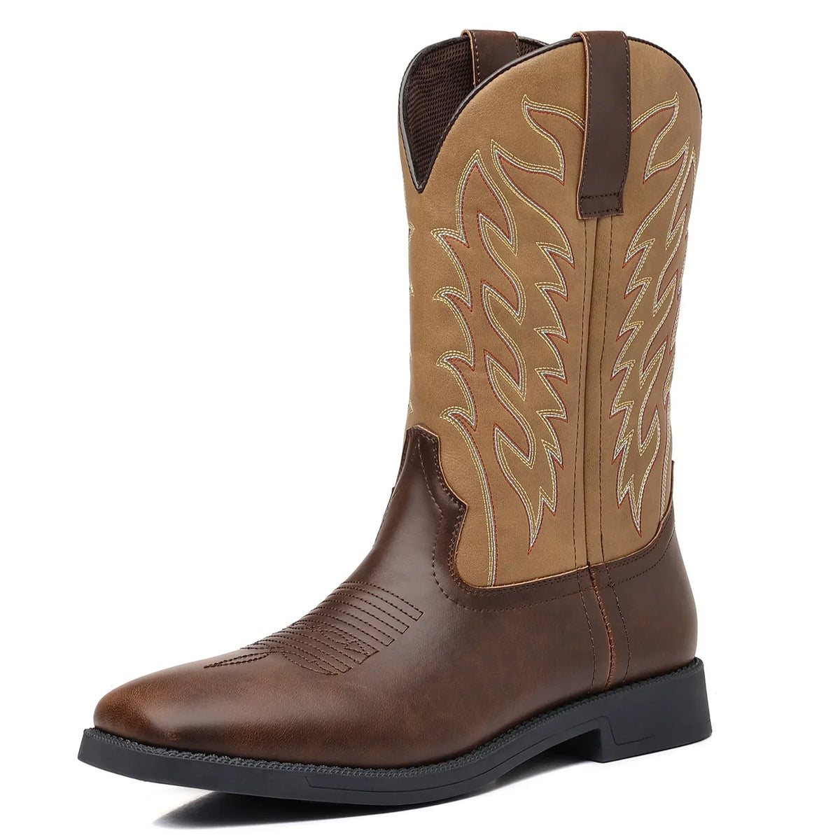 Men's brown leather Western cowboy boots with pointed toe and durable premium craftsmanship