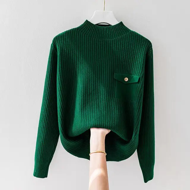 Henrietta elegant knit pullover in classic silhouette with soft cozy texture for effortless style