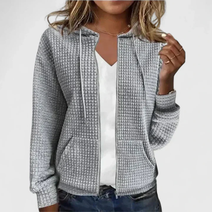Olivia elegant cardigan draped silhouette figure-enhancing flow soft refined layering piece