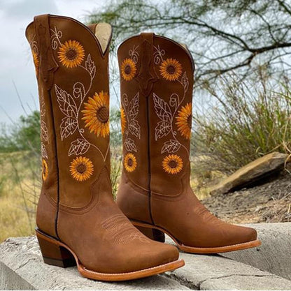 Luna bohemian mid-calf boots in earthy tones with relaxed artistic silhouette and leg-lengthening cut