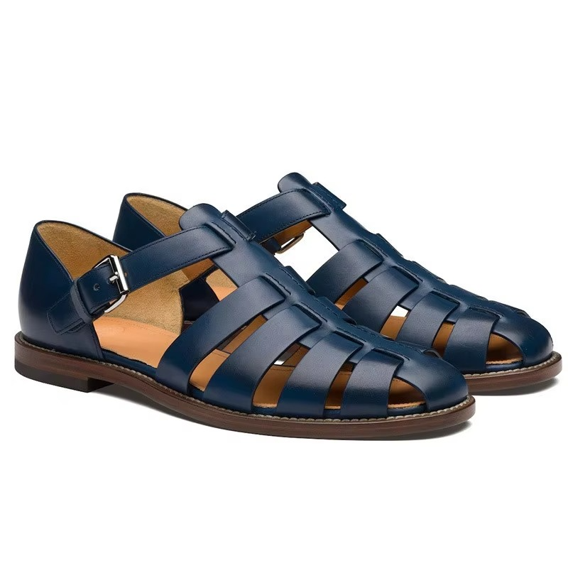 Wavlynn Mens Summer Leather Dress Sandals With Woven Straps For Formal Outdoor Wear