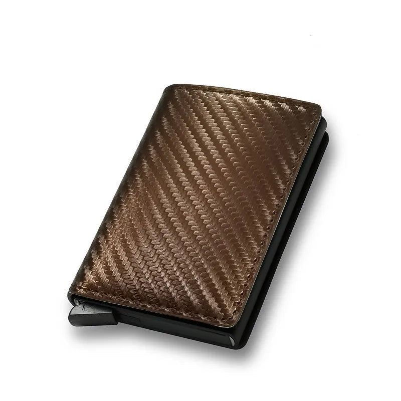 Oliver slim carbon fiber men's card holder wallet minimalist design with card ejector mechanism