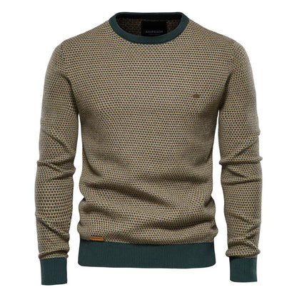 Men's beige checkered Heritage™ sweater with classic pattern and modern slim fit design