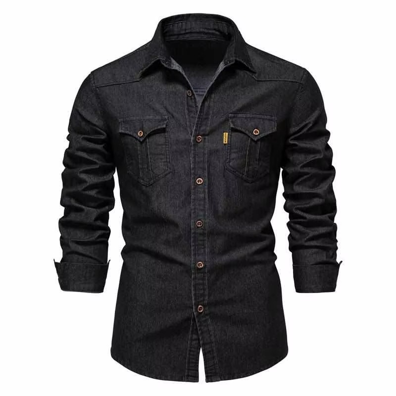 Men's slim fit long sleeve urban shirt in cool cotton with ice-sensation moisture-wicking finish