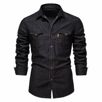 Men's slim fit long sleeve urban shirt in cool cotton with ice-sensation moisture-wicking finish