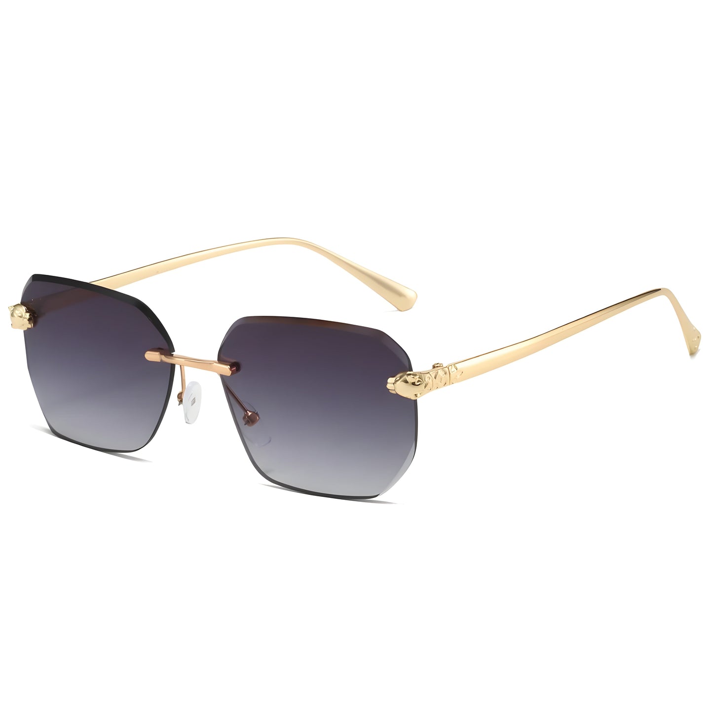 Coast rimless octagon sunglasses light gold temples gradient tinted anti-reflective UV400 lenses