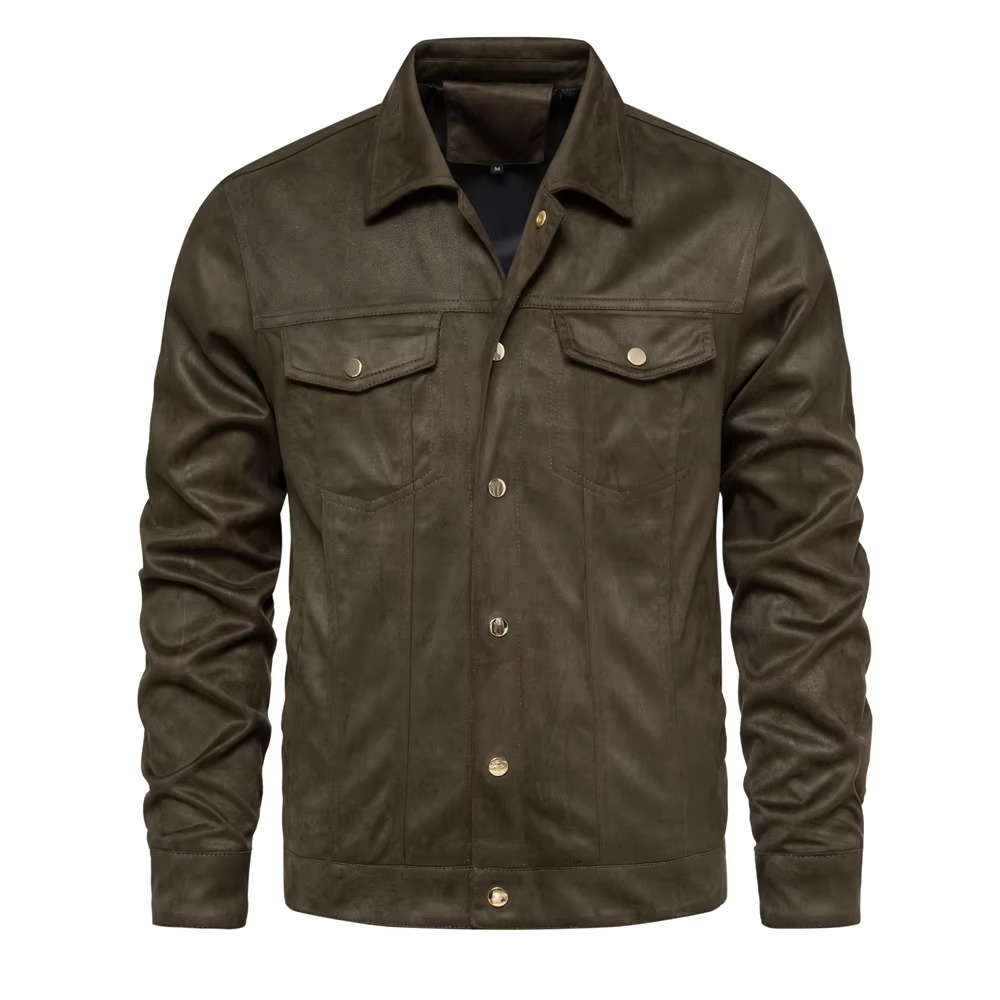 Men's luxury suede leather jacket winter warm structured timeless brown rich texture
