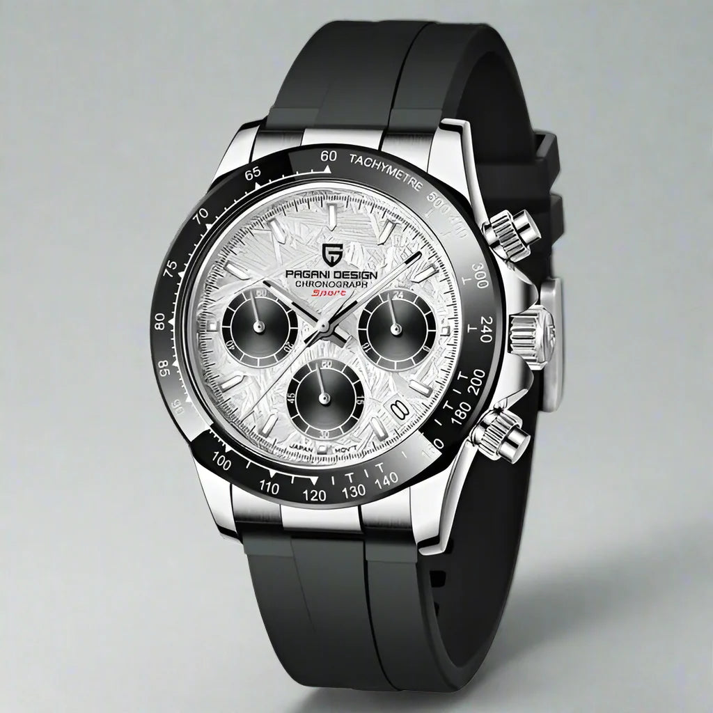 Bexley chronograph watch stainless steel case sapphire crystal quartz movement water-resistant timepiece