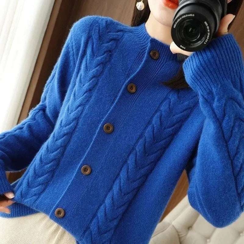 Loft wool blend cardigan relaxed fit with classic crafted detailing, cozy all-season style