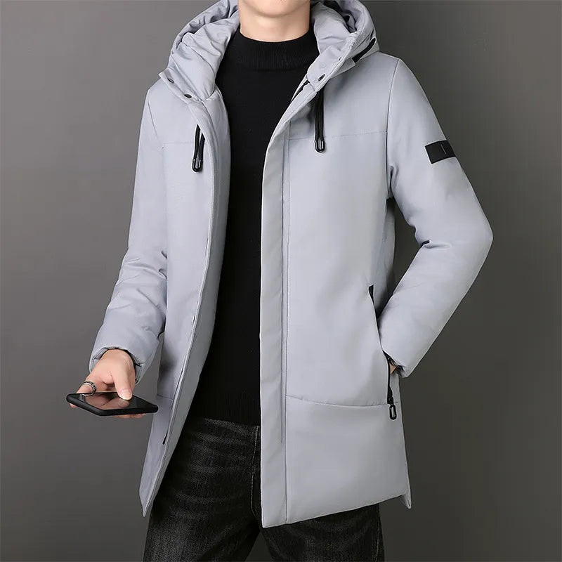 Nyron black puffer jacket with duck down insulation, slim fit silhouette, limited edition cotton-poly blend