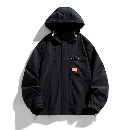 Delta Ridge men's waterproof jacket in sleek colorway with adjustable hood, velcro cuffs, and multi-pocket design