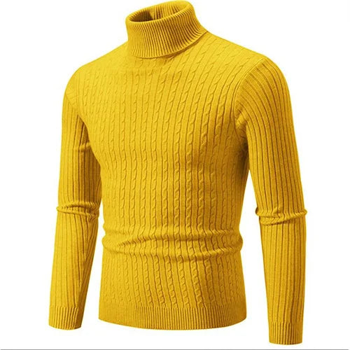 Classic ribbed turtleneck sweater tailored fit soft breathable knit versatile layering style
