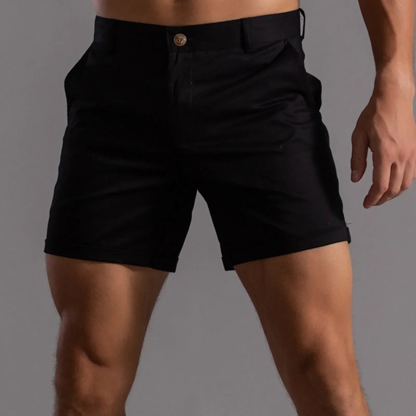 Men's mid-length stretch shorts tailored fit semi-elastic waistband 4-way flex fabric