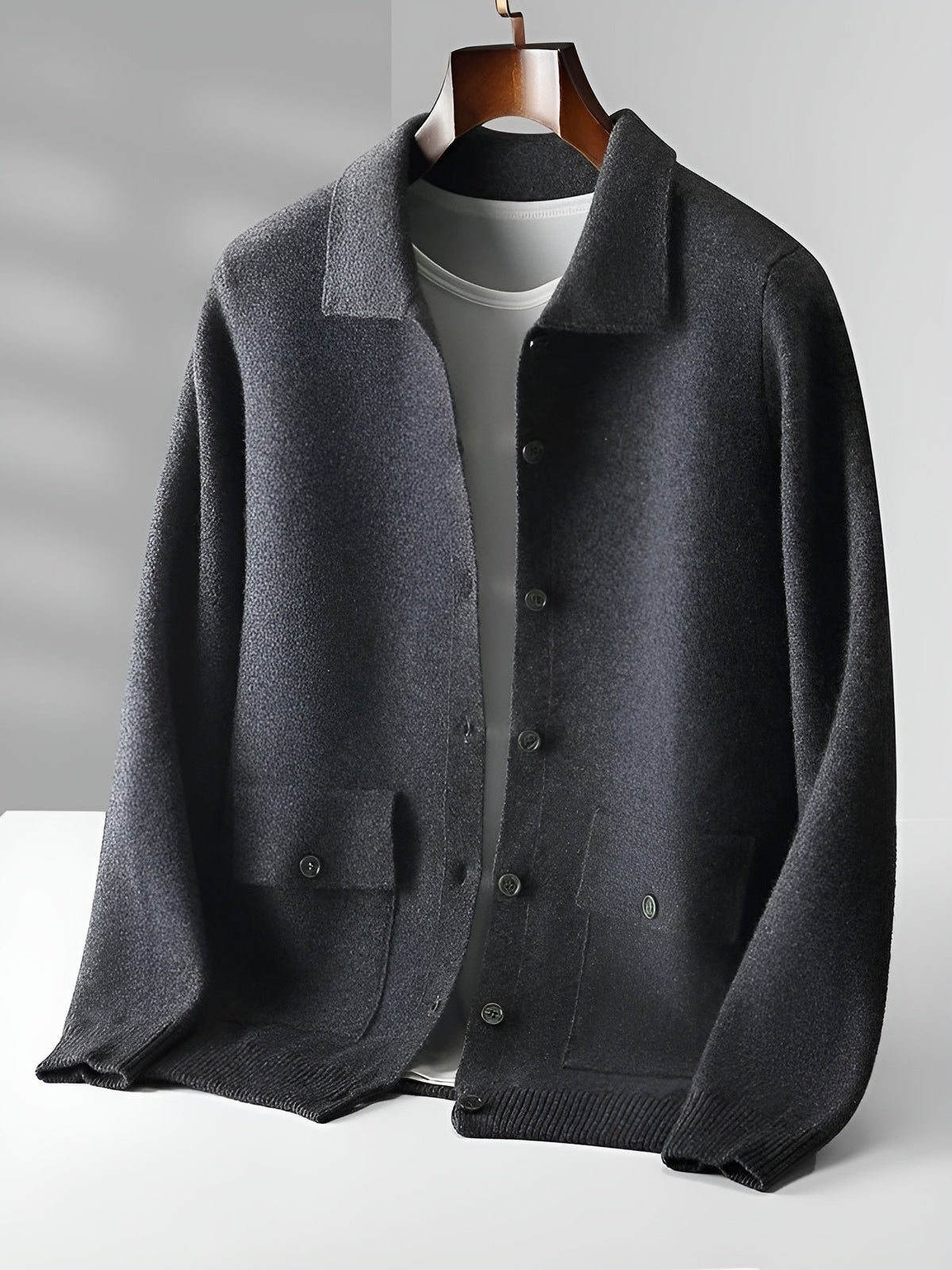 Giorgio Romano merino wool jacket relaxed fit modern polo collar warm sharp Australian wool
