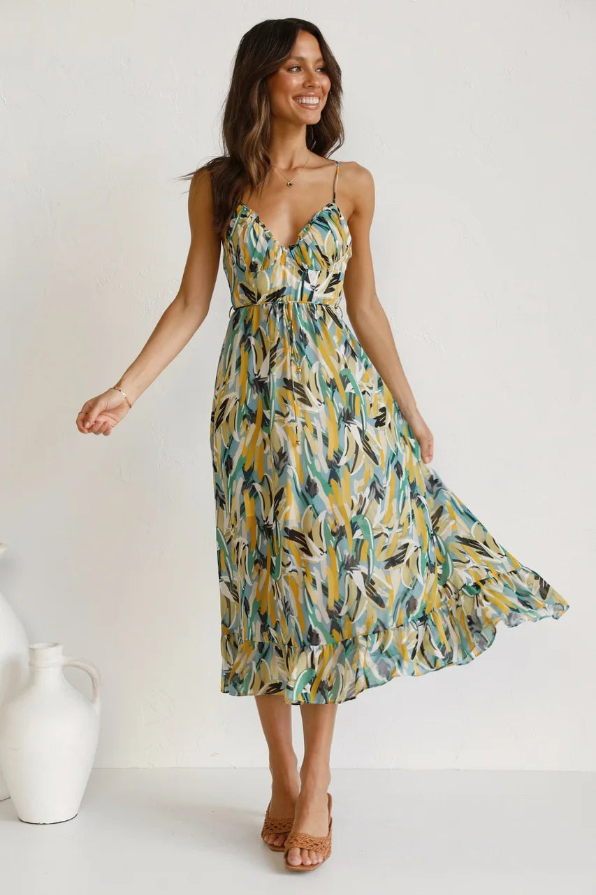 TropicLush elegant women's dress vibrant tropical print lightweight fabric all-day comfort bold style