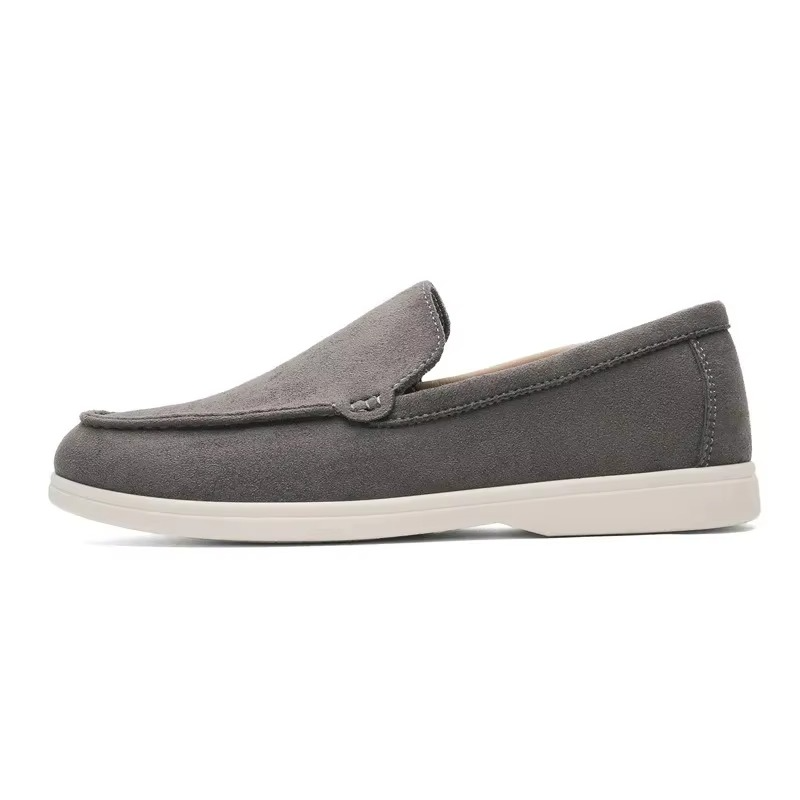 Men's velvet slip-on loafers round toe breathable summer casual shoes polished silhouette