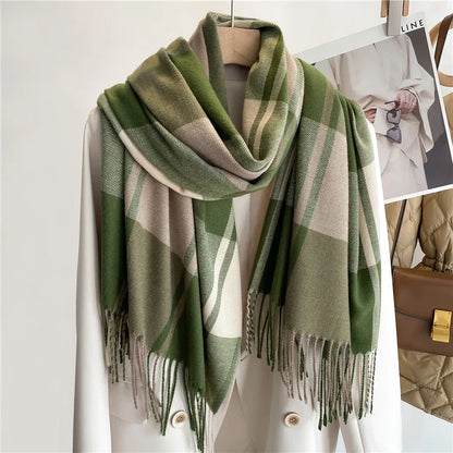 Ginevra fringed check scarf full-length multicolor elegant fringe edges versatile casual accessory