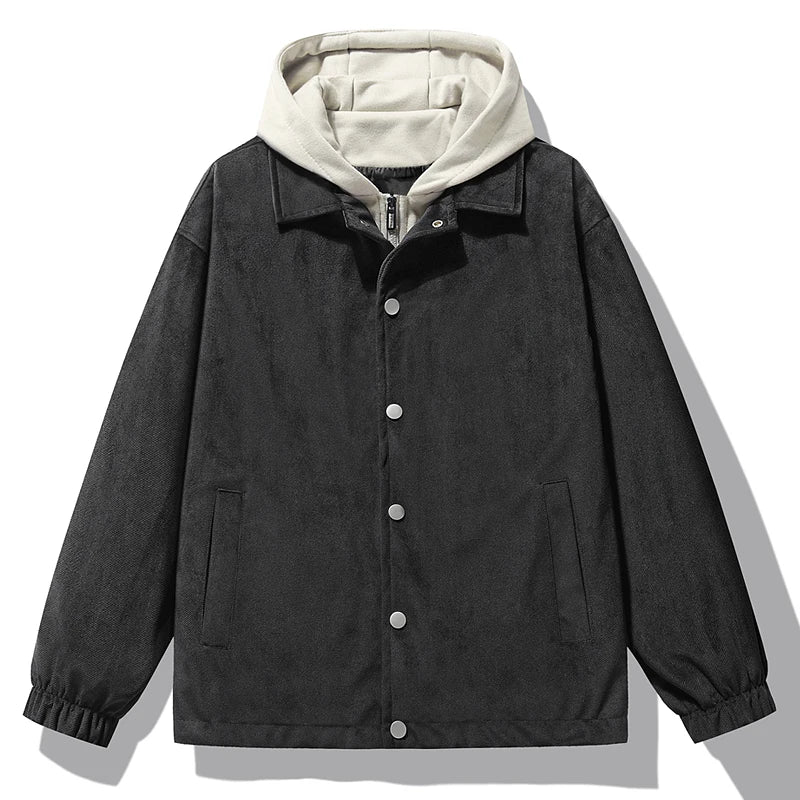 Men's Velian hooded jacket, durable urban-style outerwear with versatile autumn layering design