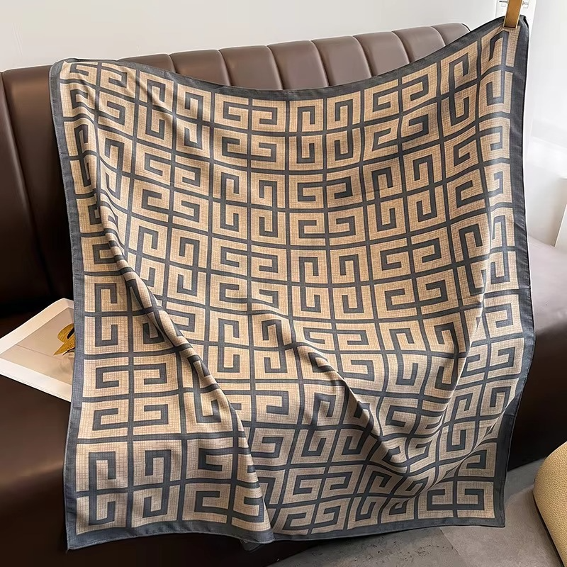Women's silk square scarf polka dot stripe print lightweight 35x35 inch summer accessory