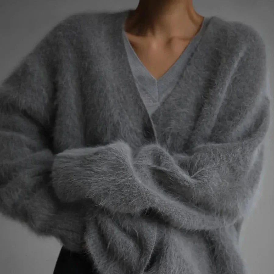 Helena Prestige soft wool blend cardigan, single-breasted cozy layering piece in neutral tones