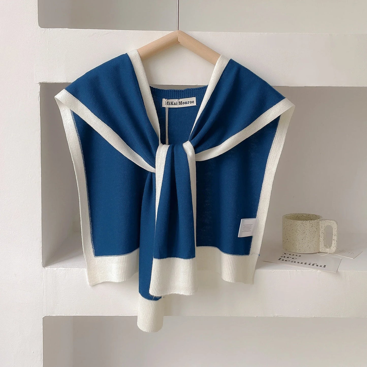 Wavlynn Emma Striped Knit Shoulder Shawl - Lightweight Versatile Wrap for Spring and Autumn